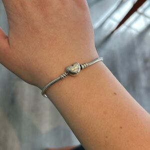 Pandora Sterling Silver Family Tree Heart Snake Chain Bracelet